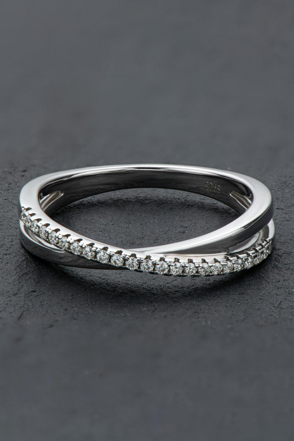 925 Sterling Silver Crisscross Moissanite Ring BLUE ZONE PLANET