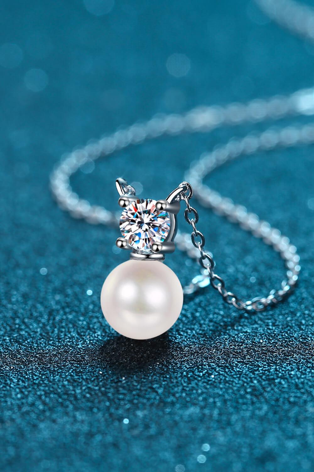 925 Sterling Silver Freshwater Pearl Moissanite Necklace BLUE ZONE PLANET