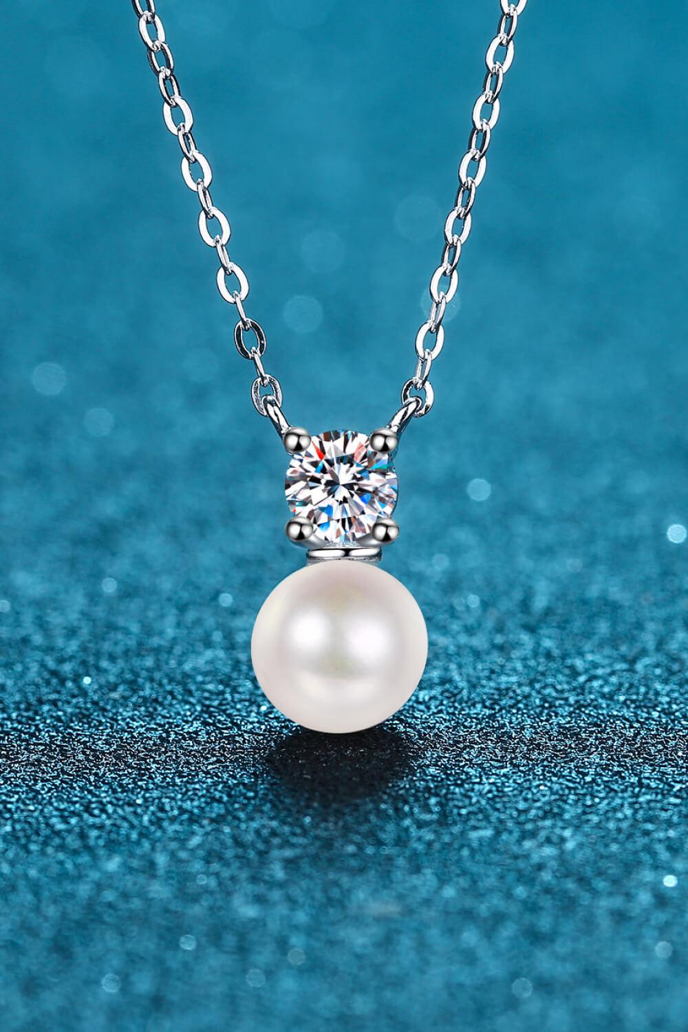 925 Sterling Silver Freshwater Pearl Moissanite Necklace BLUE ZONE PLANET