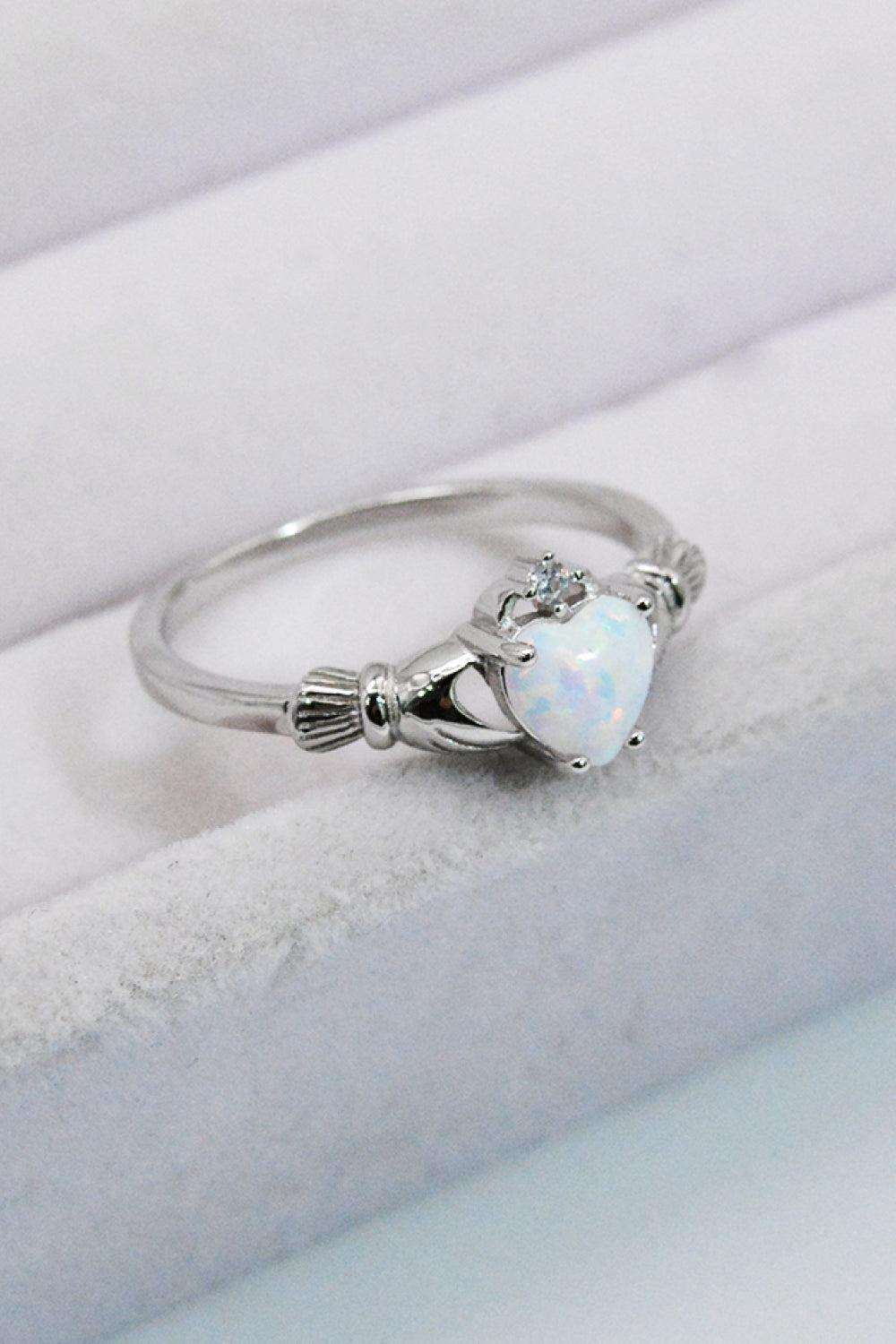 925 Sterling Silver Heart Opal Ring BLUE ZONE PLANET
