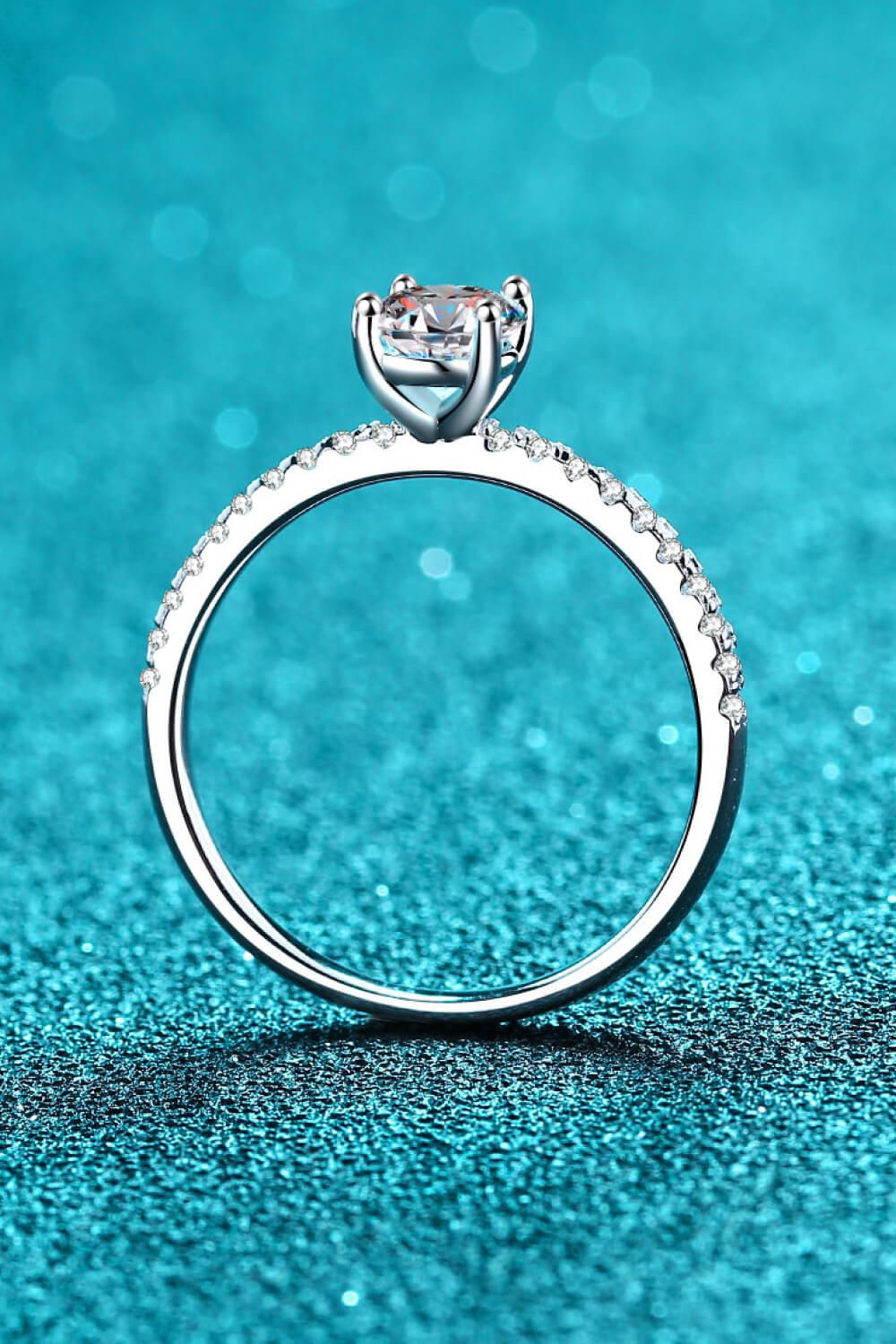 925 Sterling Silver Inlaid 1 Carat Moissanite Ring BLUE ZONE PLANET