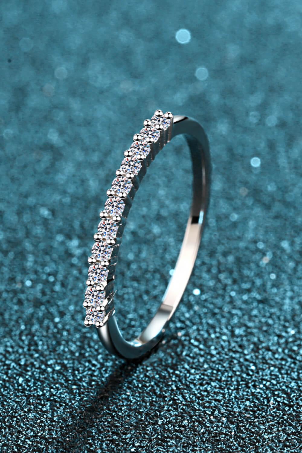 925 Sterling Silver Inlaid Moissanite Polished Ring BLUE ZONE PLANET