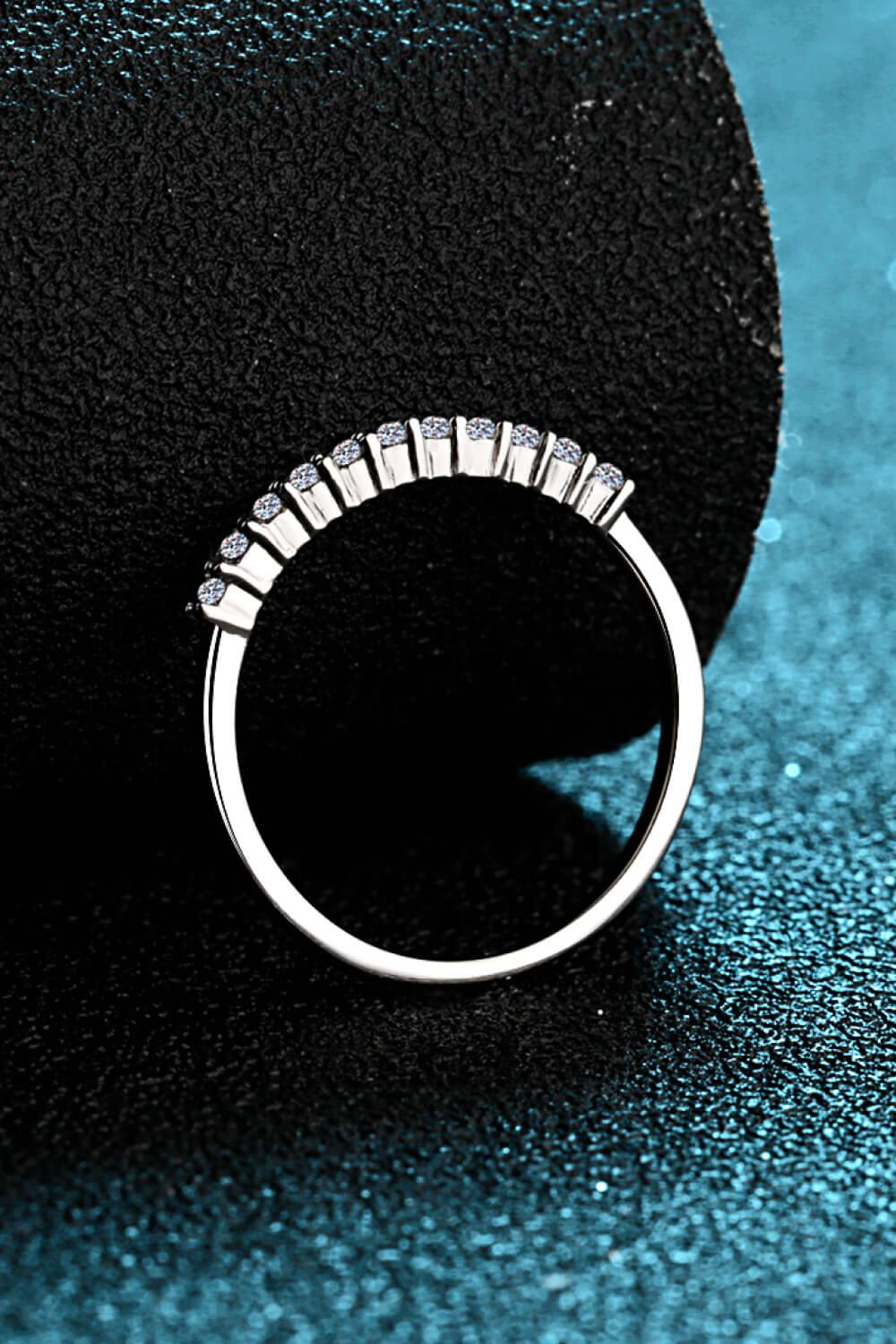 925 Sterling Silver Inlaid Moissanite Polished Ring BLUE ZONE PLANET