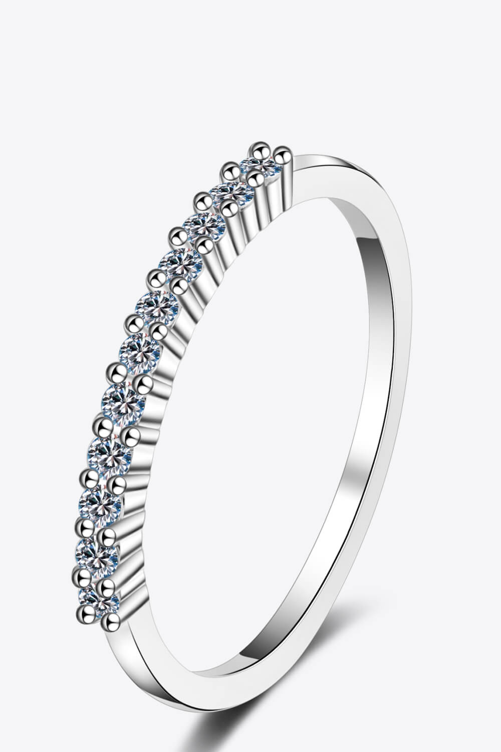925 Sterling Silver Inlaid Moissanite Polished Ring BLUE ZONE PLANET