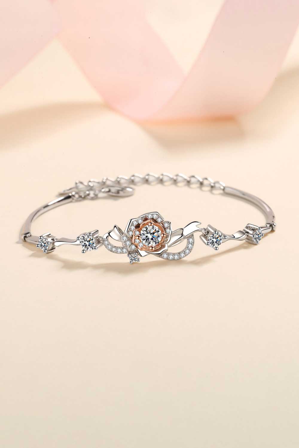925 Sterling Silver Moissanite Bracelet BLUE ZONE PLANET