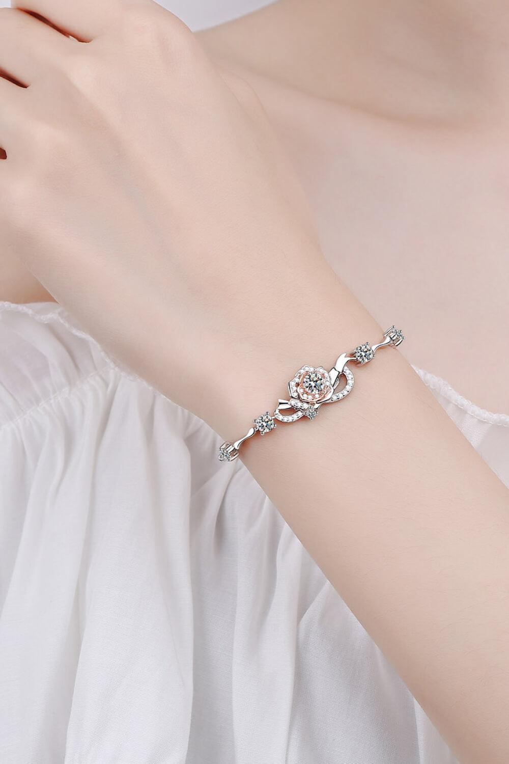 925 Sterling Silver Moissanite Bracelet BLUE ZONE PLANET