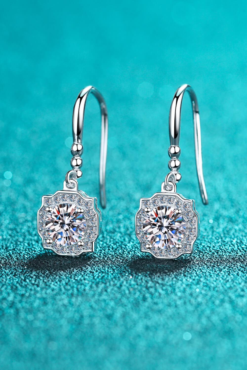 925 Sterling Silver Moissanite Hook Earrings BLUE ZONE PLANET