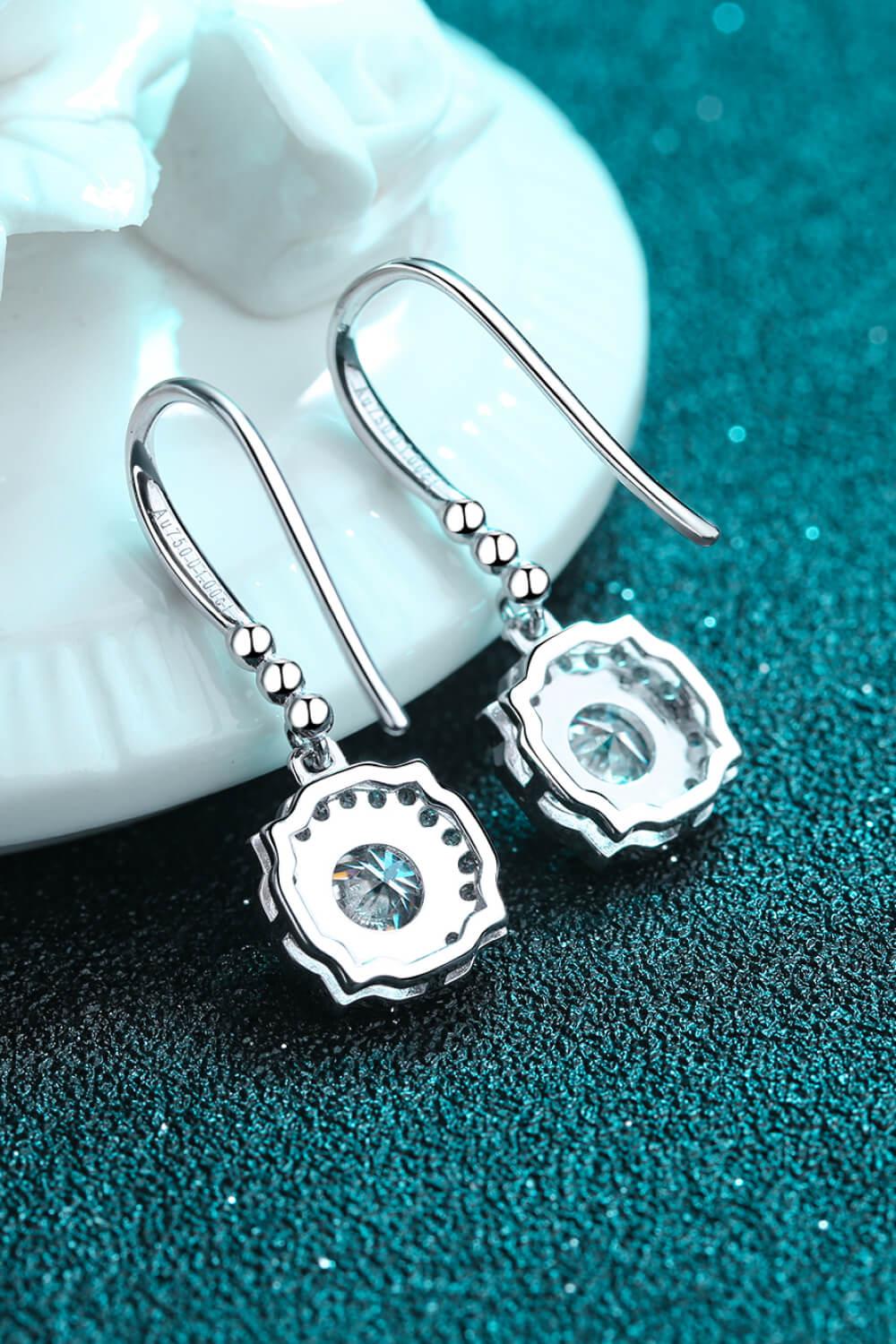 925 Sterling Silver Moissanite Hook Earrings BLUE ZONE PLANET