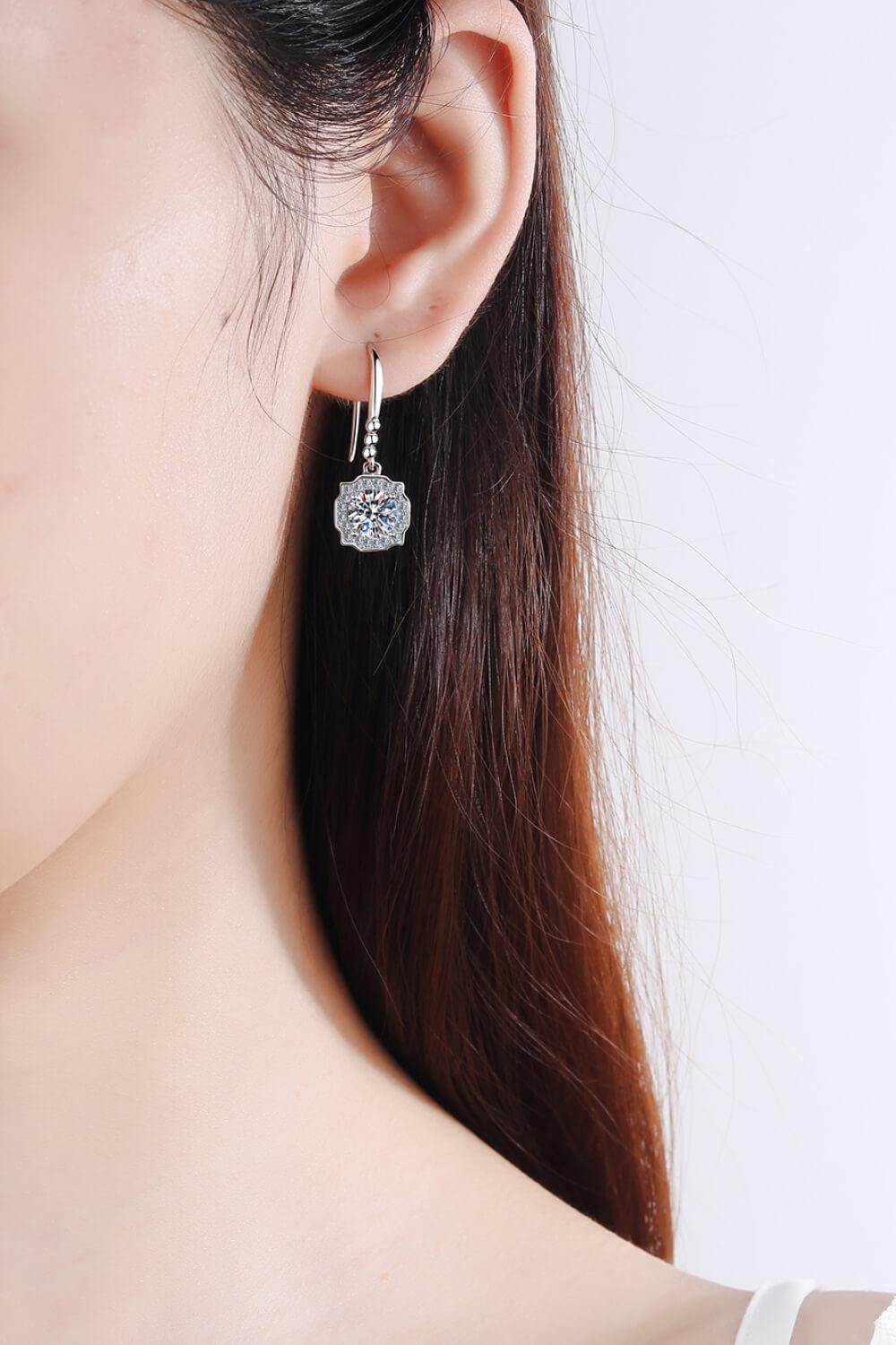 925 Sterling Silver Moissanite Hook Earrings BLUE ZONE PLANET