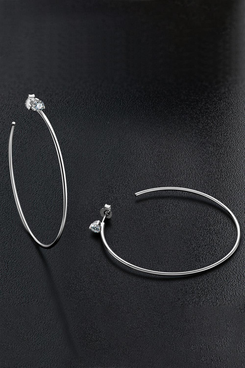 925 Sterling Silver Moissanite Hoop Earrings BLUE ZONE PLANET