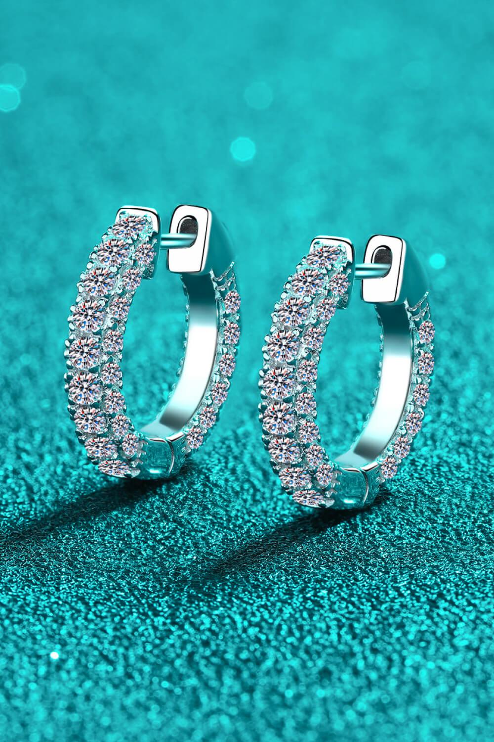 925 Sterling Silver Moissanite Huggie Earrings BLUE ZONE PLANET
