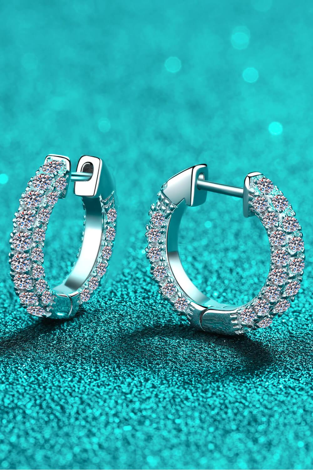 925 Sterling Silver Moissanite Huggie Earrings BLUE ZONE PLANET