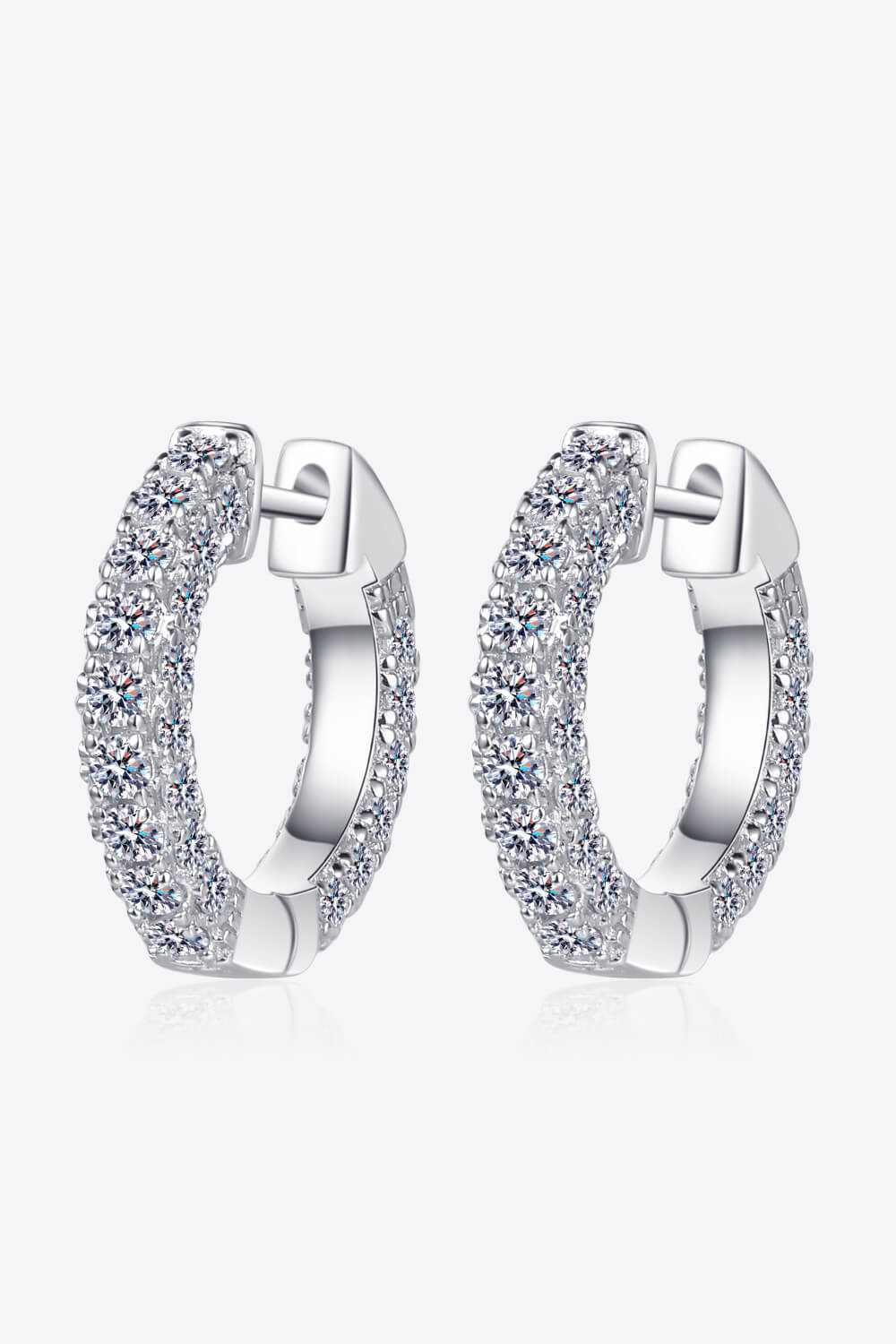 925 Sterling Silver Moissanite Huggie Earrings BLUE ZONE PLANET