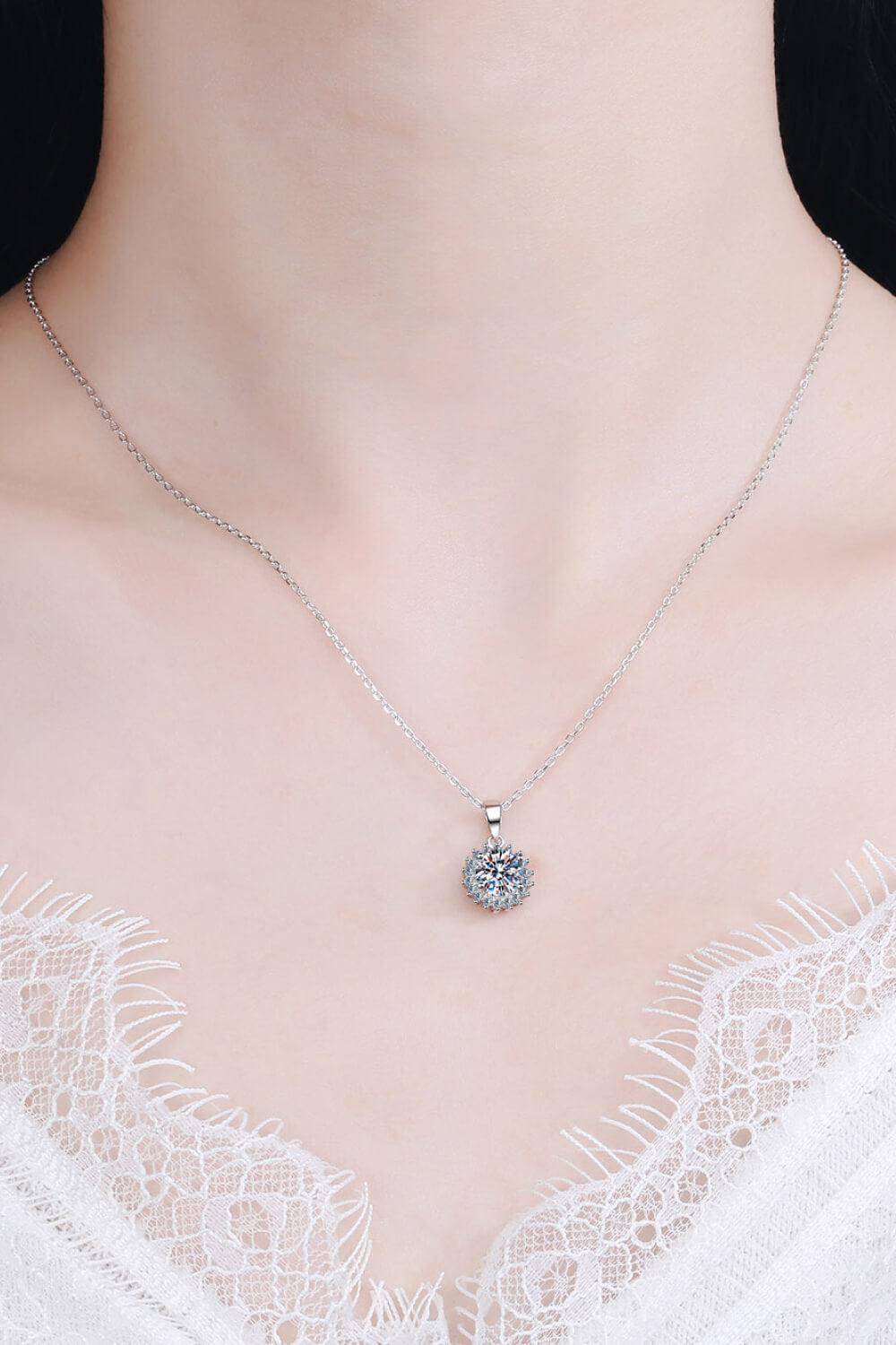 925 Sterling Silver Moissanite Pendant Necklace BLUE ZONE PLANET