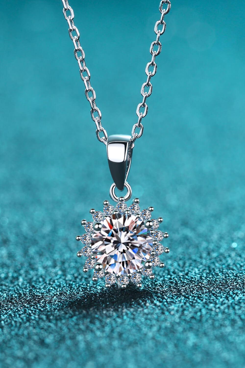 925 Sterling Silver Moissanite Pendant Necklace BLUE ZONE PLANET