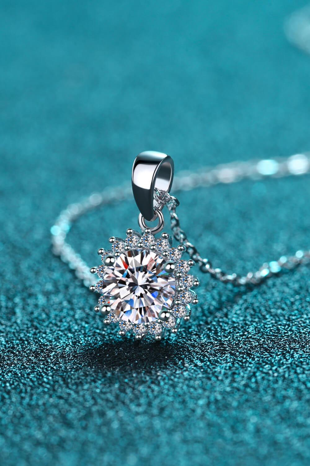 925 Sterling Silver Moissanite Pendant Necklace BLUE ZONE PLANET
