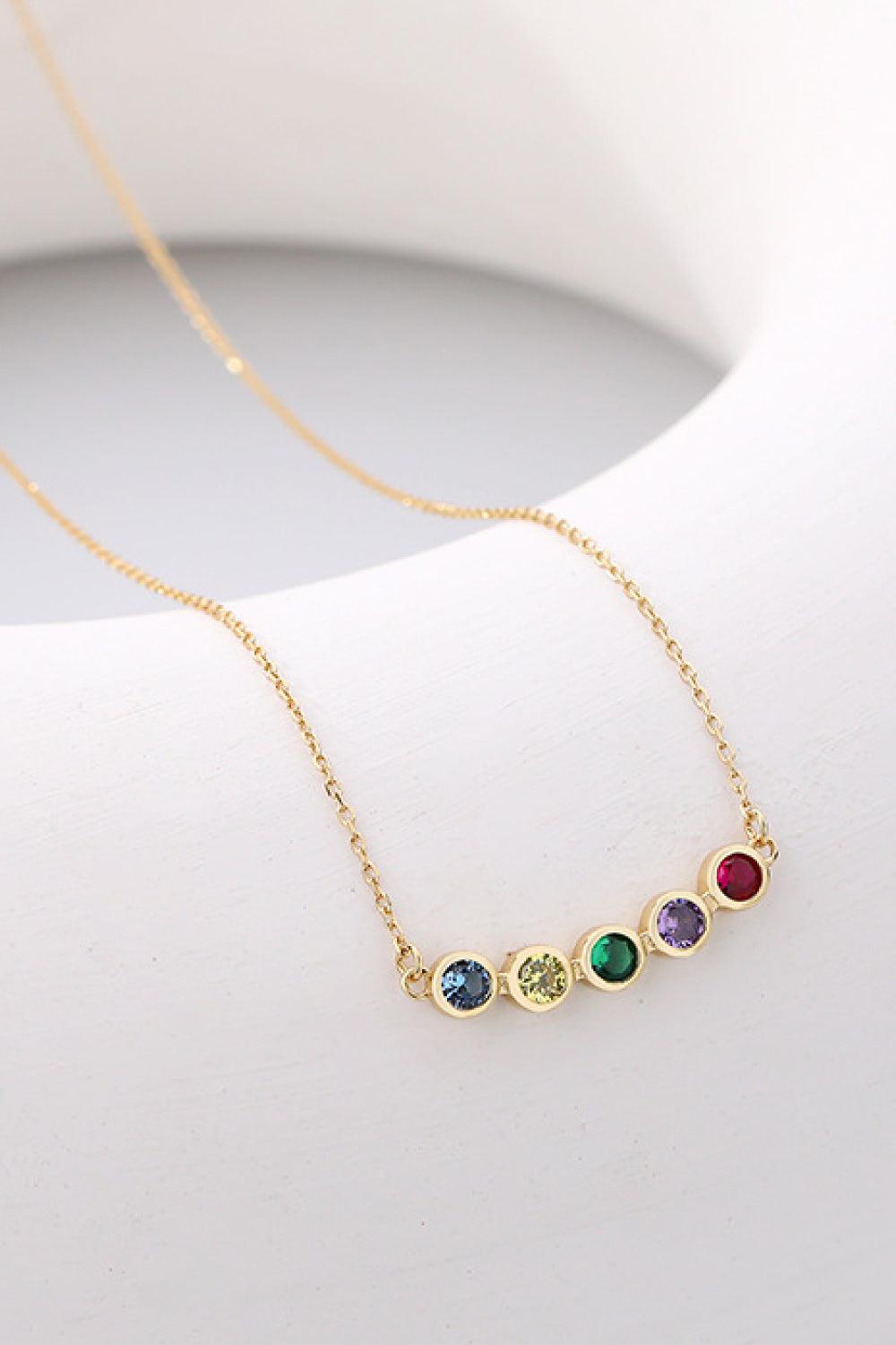 925 Sterling Silver Rainbow Cubic Zirconia Necklace BLUE ZONE PLANET