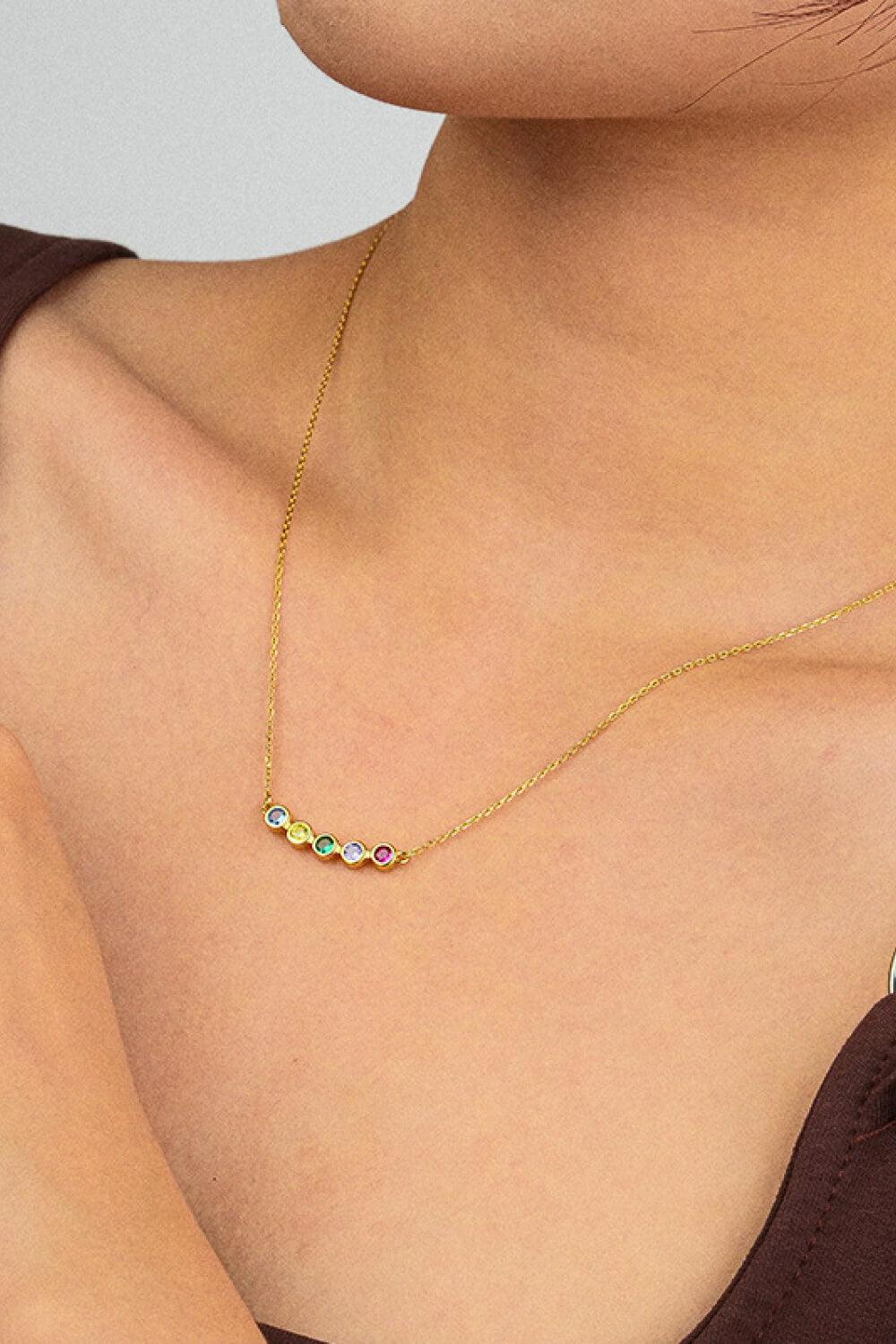 925 Sterling Silver Rainbow Cubic Zirconia Necklace BLUE ZONE PLANET