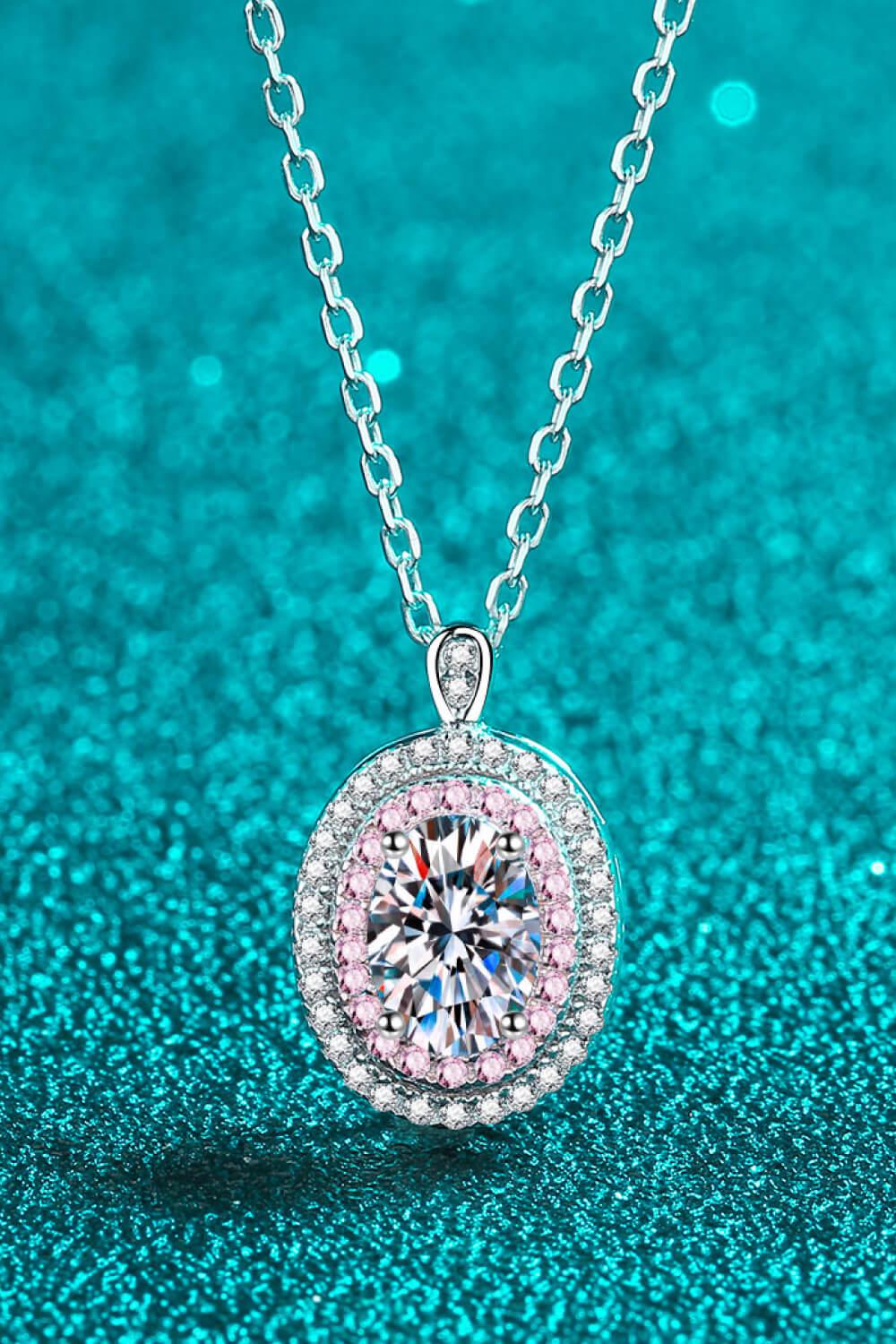 925 Sterling Silver Rhodium-Plated 1 Carat Moissanite Pendant Necklace BLUE ZONE PLANET