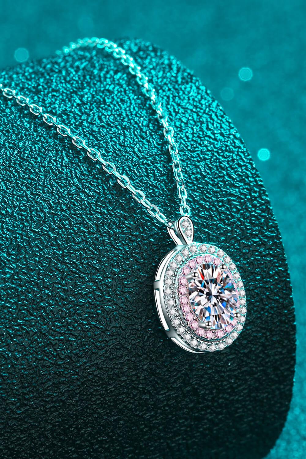 925 Sterling Silver Rhodium-Plated 1 Carat Moissanite Pendant Necklace BLUE ZONE PLANET