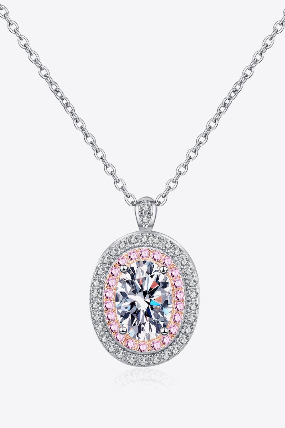 925 Sterling Silver Rhodium-Plated 1 Carat Moissanite Pendant Necklace BLUE ZONE PLANET