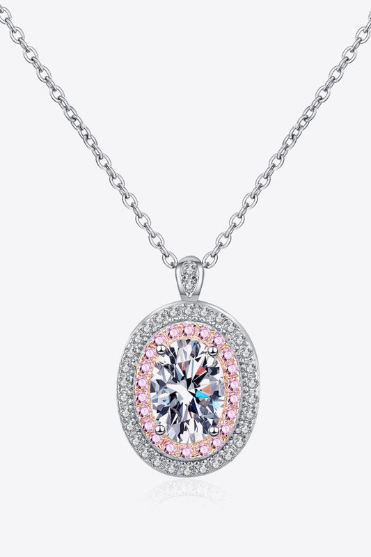 925 Sterling Silver Rhodium-Plated 1 Carat Moissanite Pendant Necklace BLUE ZONE PLANET