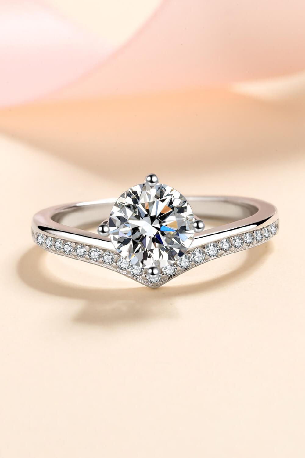 925 Sterling Silver Ring with 1 Carat Moissanite BLUE ZONE PLANET