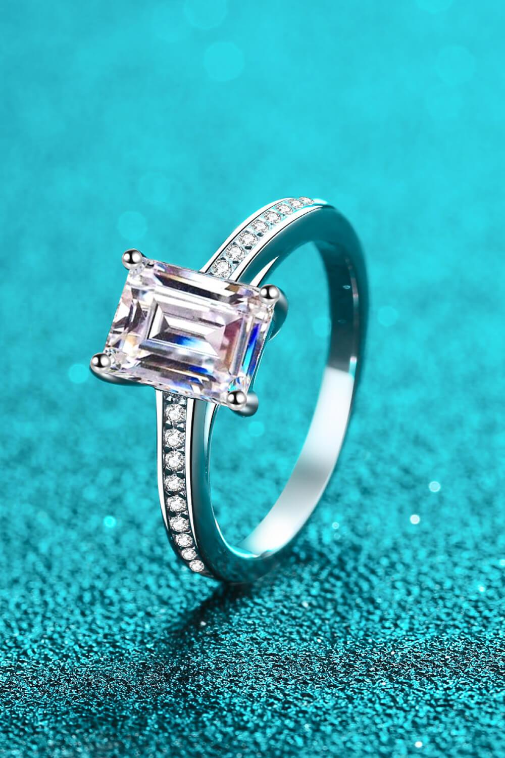 925 Sterling Silver Side Stone Moissanite Ring BLUE ZONE PLANET