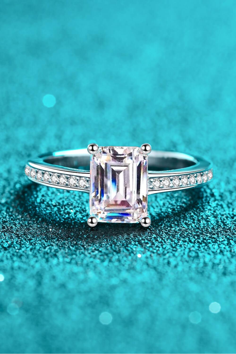 925 Sterling Silver Side Stone Moissanite Ring BLUE ZONE PLANET