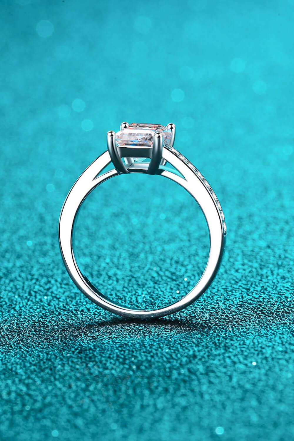 925 Sterling Silver Side Stone Moissanite Ring BLUE ZONE PLANET