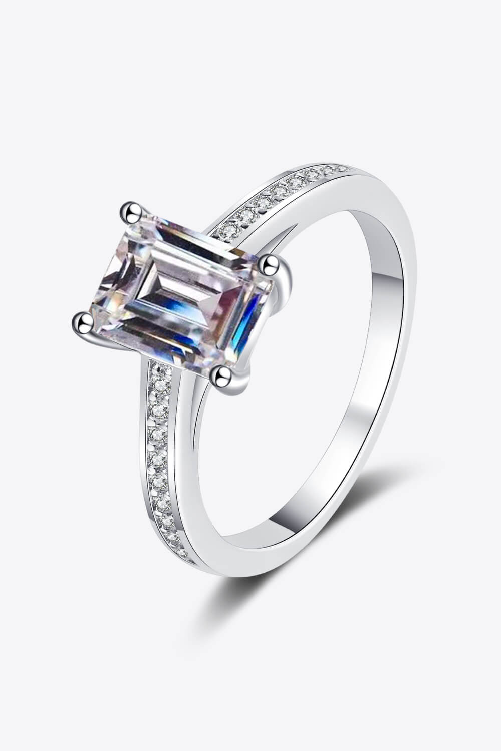 925 Sterling Silver Side Stone Moissanite Ring BLUE ZONE PLANET