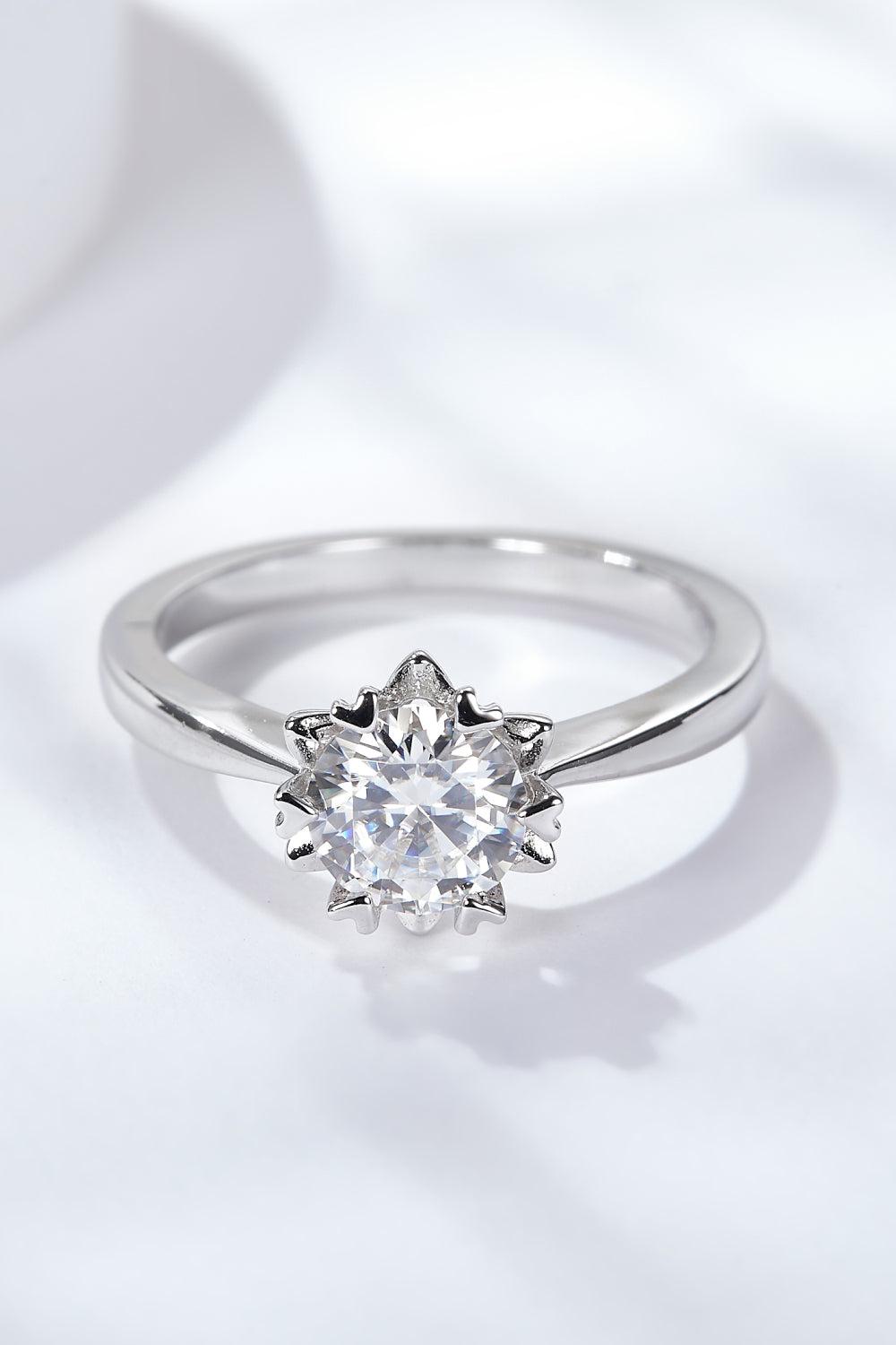 925 Sterling Silver Solitaire Moissanite Ring BLUE ZONE PLANET