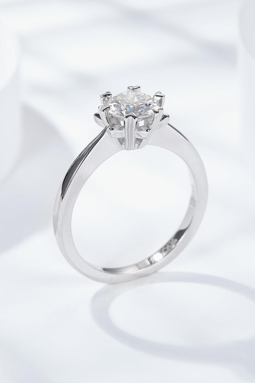 925 Sterling Silver Solitaire Moissanite Ring BLUE ZONE PLANET
