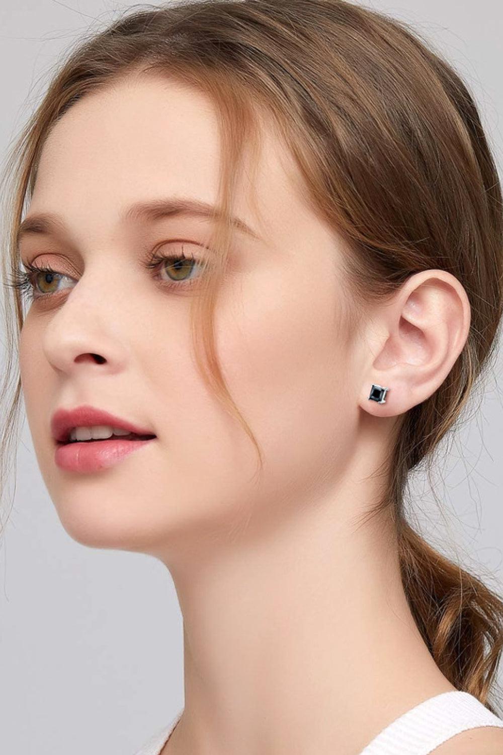 925 Sterling Silver Square Moissanite Stud Earrings BLUE ZONE PLANET