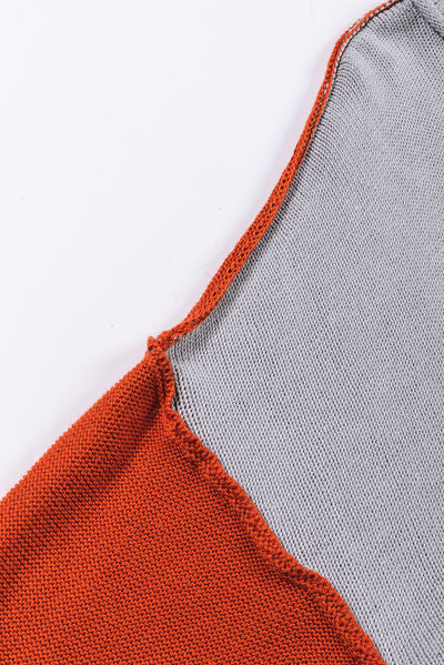Blue Zone Planet | Contrast Round Neck Dropped Shoulder Sweater BLUE ZONE PLANET