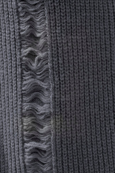 Fringe Trim Open Front Cardigan with Pockets BLUE ZONE PLANET