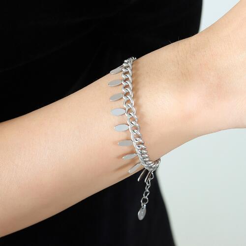 Titanium Steel Leaf Charm Bracelet BLUE ZONE PLANET