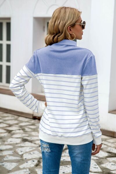 Blue Zone Planet | Striped Contrast Turtleneck Sweater BLUE ZONE PLANET