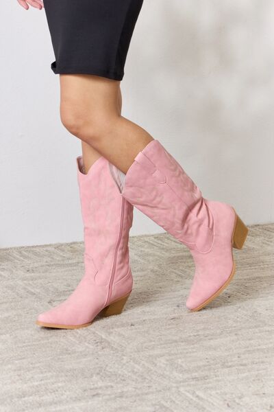 Forever Link Knee High Cowboy Boots BLUE ZONE PLANET