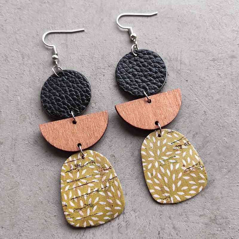 Leather & Wood Drop Earrings BLUE ZONE PLANET