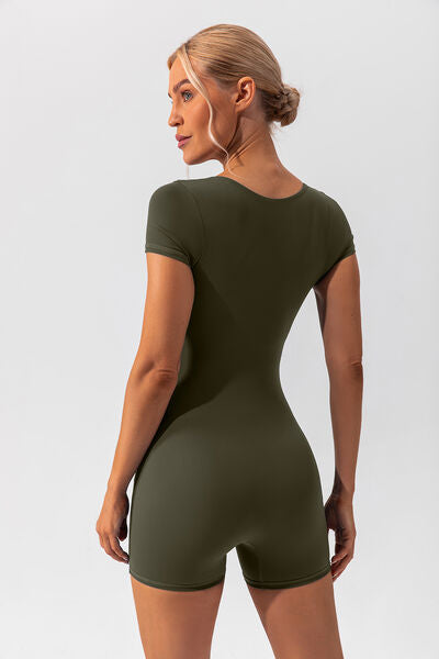 Blue Zone Planet | Square Neck Cap Sleeve Active Romper BLUE ZONE PLANET