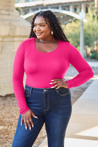 Blue Zone Planet | Basic Bae Full Size Round Neck Long Sleeve Bodysuit BLUE ZONE PLANET