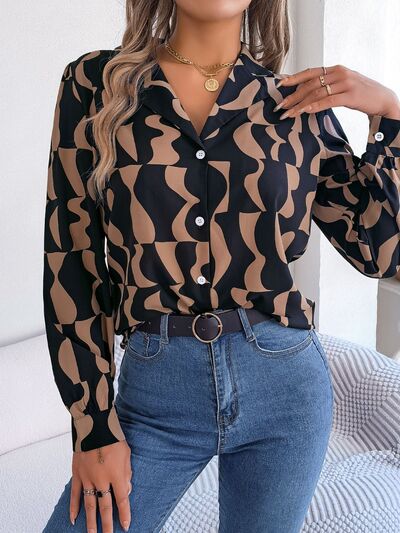 Blue Zone Planet | Printed Button Up Long Sleeve Shirt BLUE ZONE PLANET