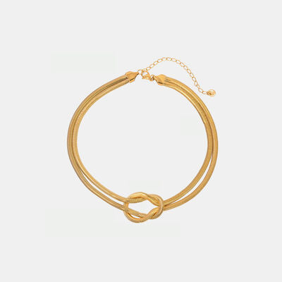 Double Layered Knot Herringbone Choker Necklace BLUE ZONE PLANET