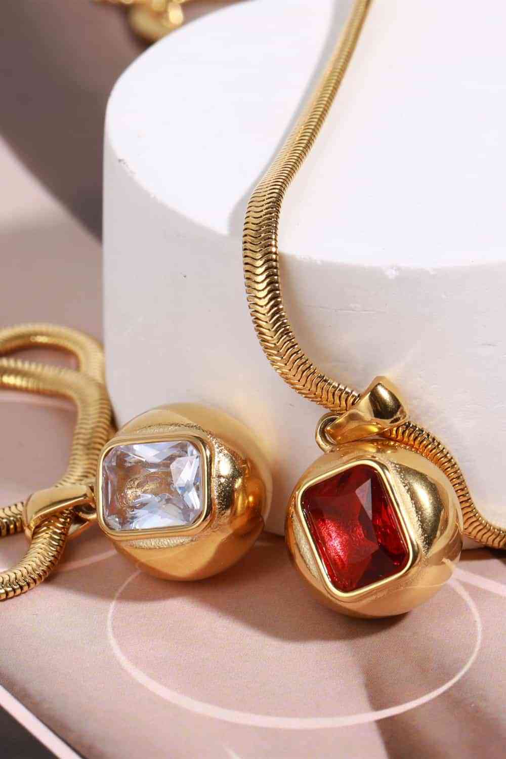 Blue Zone Planet | Zircon 18K Gold-Plated Geometrical Shape Pendant Necklace BLUE ZONE PLANET