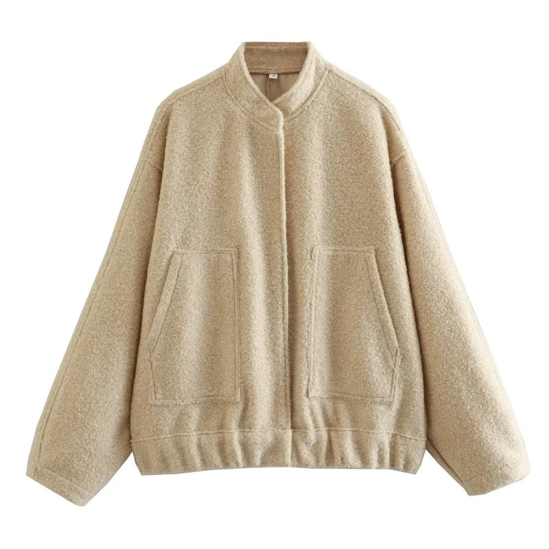 Loose jacket street Y2K stand collar concealed button jacket BLUE ZONE PLANET