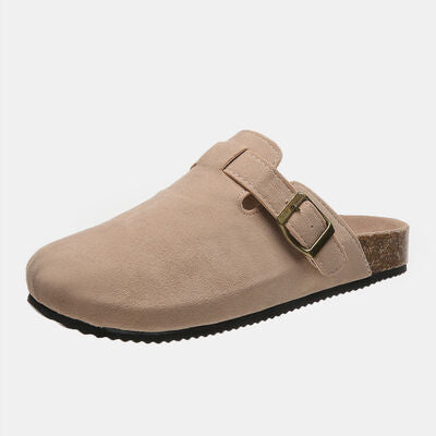 Suede Closed Toe Buckle Slide BLUE ZONE PLANET