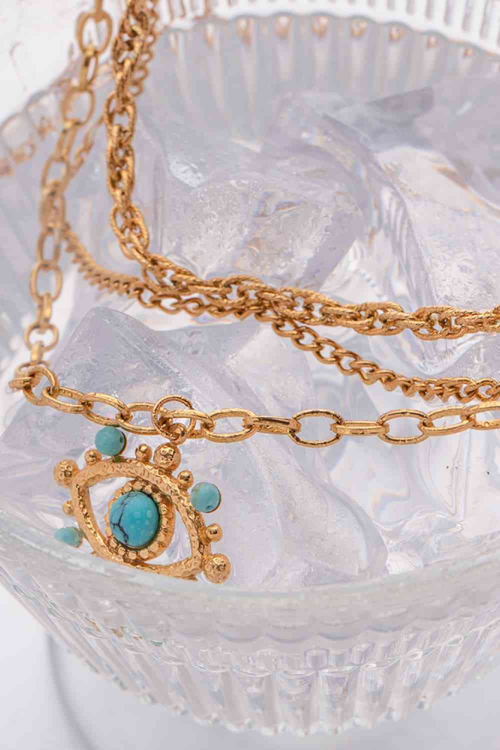Evil Eye Design Turquoise Pendant Necklace BLUE ZONE PLANET