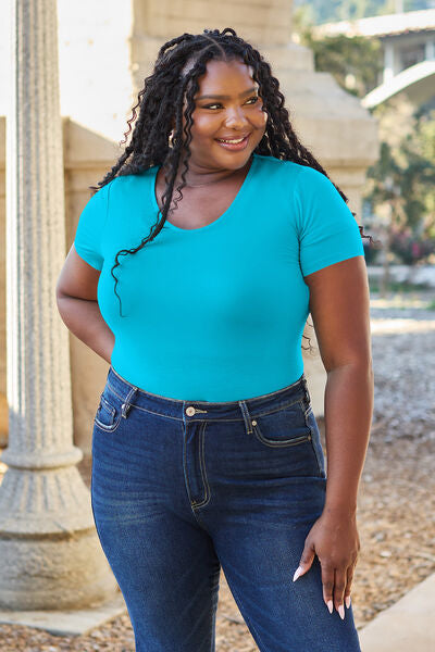 Blue Zone Planet | Basic Bae Full Size Round Neck Short Sleeve Bodysuit BLUE ZONE PLANET
