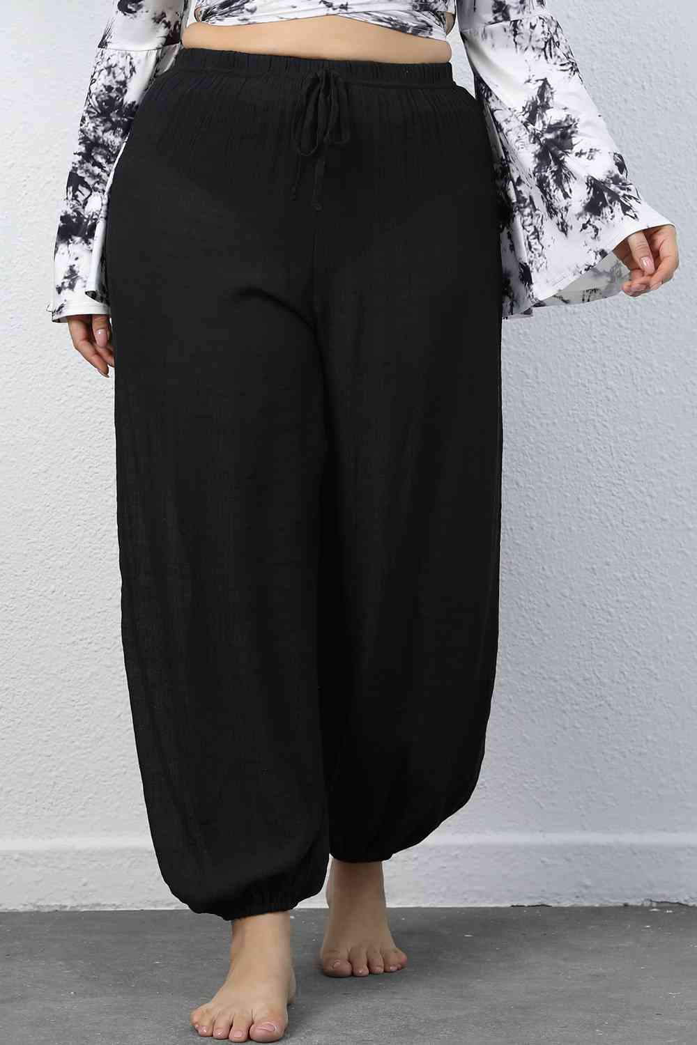 Plus Size Drawstring Jogger Pants BLUE ZONE PLANET